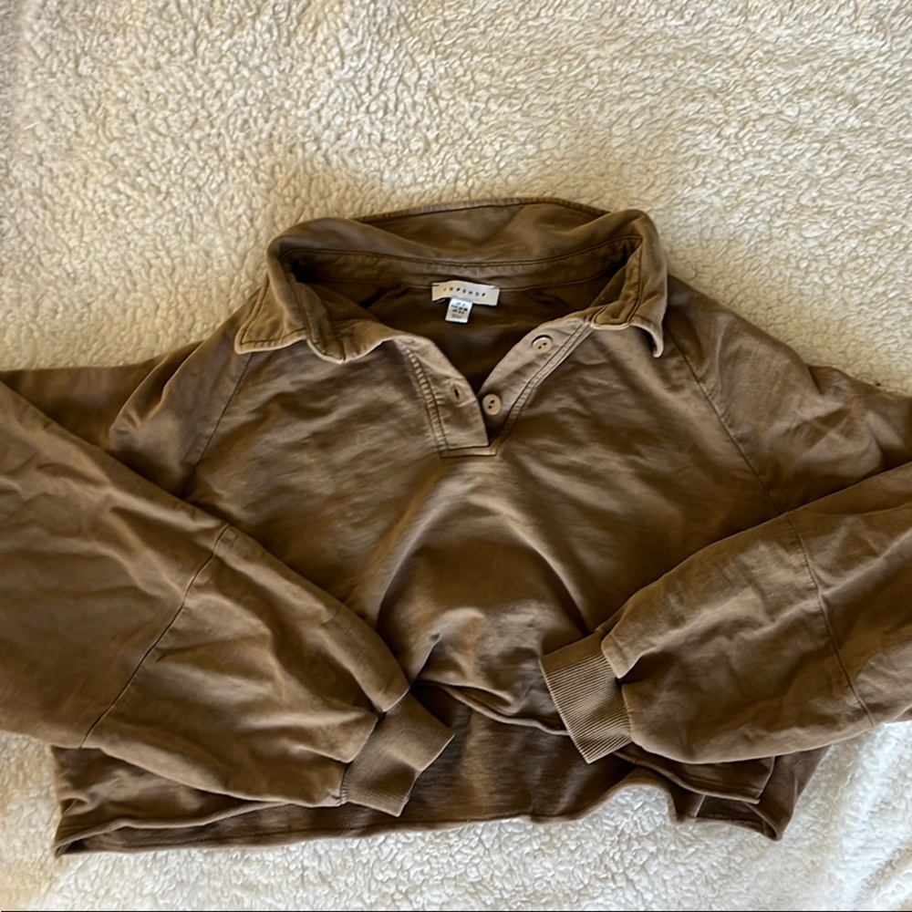 Cropped Brown Long-Sleeve Shirt